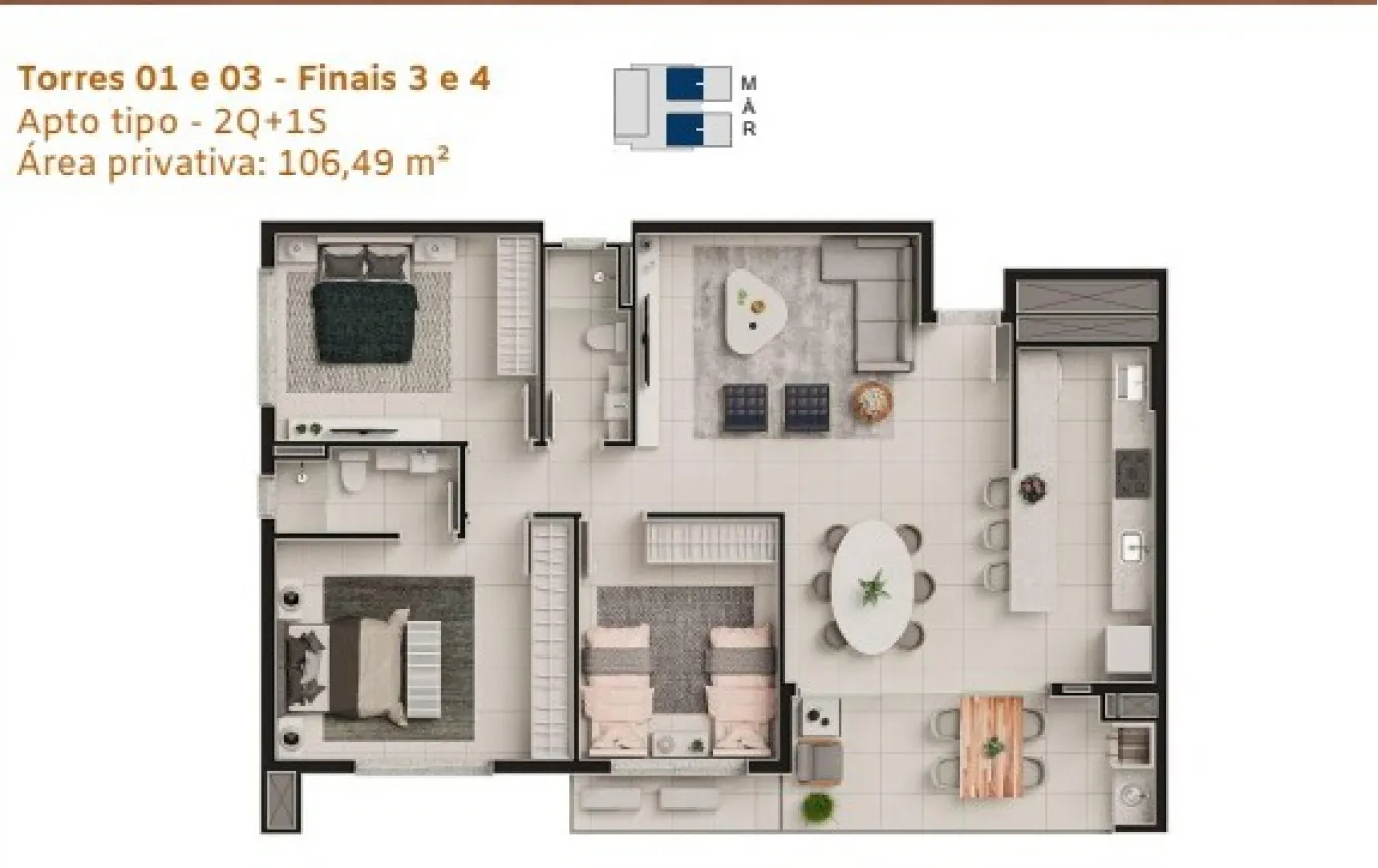 Apartamento com 3 quartos sendo um suíte em condomínio pé na areia em Balneário Piçarras — foto 5