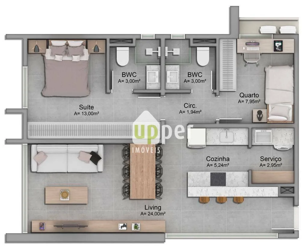 Apartamento com 2 dormitórios à venda, 73 m por R$ 450.000,00 - Velha - Blumenau/SC — foto 3