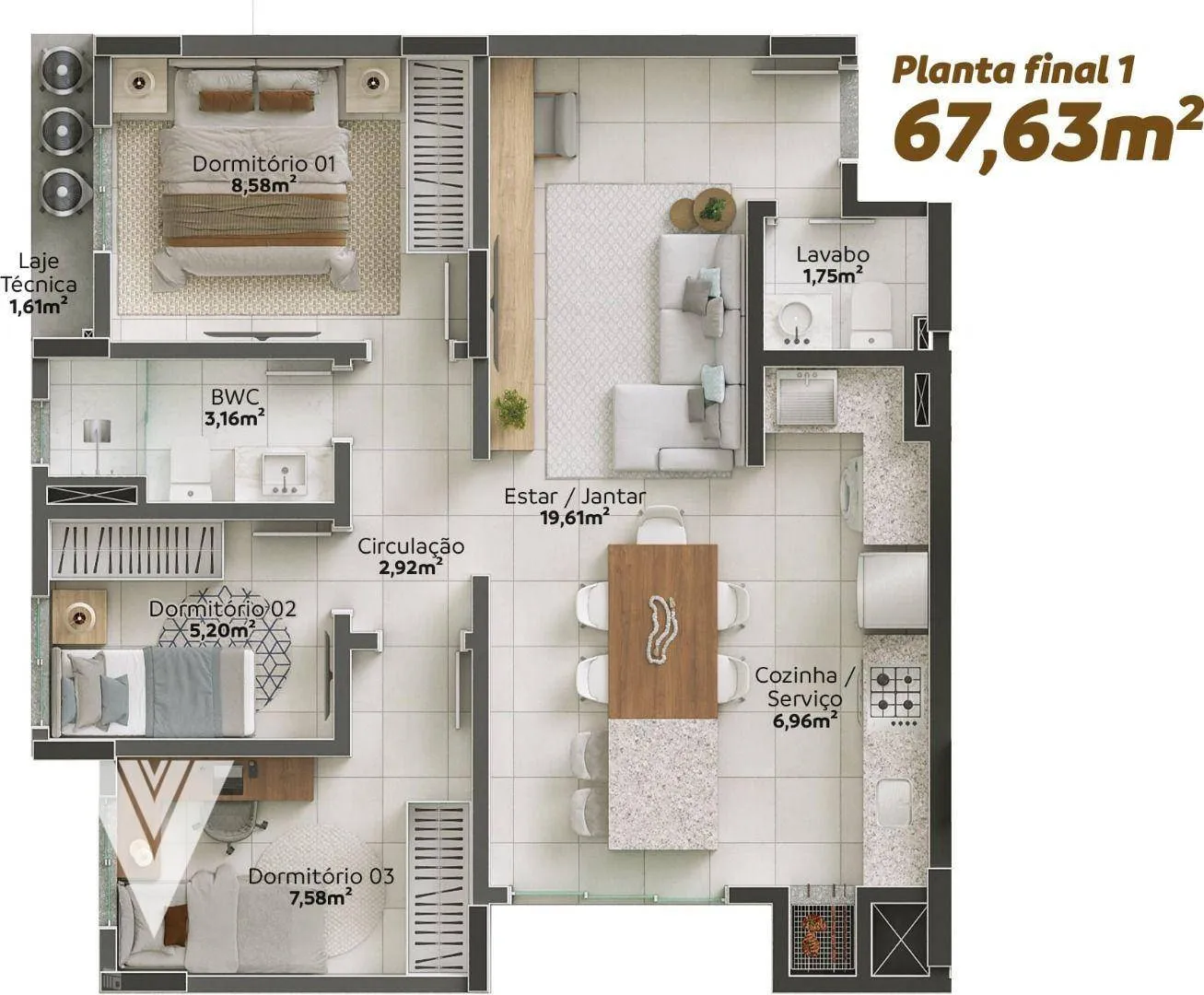 Apartamento com 3 dormitórios à venda, 67 m por R$ 545.000,00 - Água Verde - Blumenau/SC — foto 4
