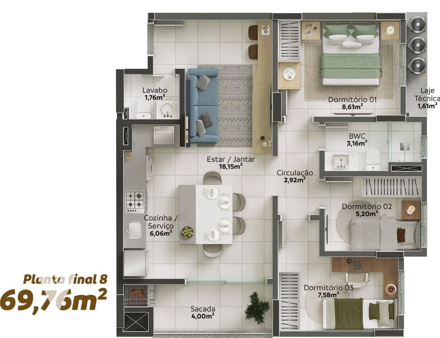 Apartamento com 3 dormitórios à venda, 67 m por R$ 545.000,00 - Água Verde - Blumenau/SC — foto 5