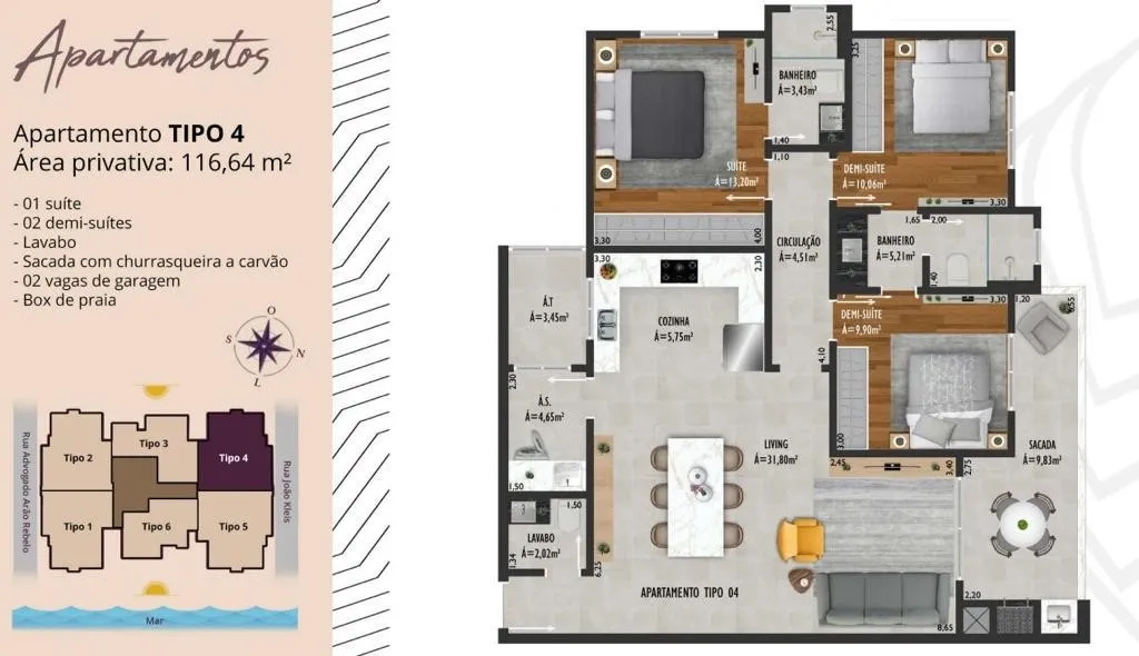 Apartamento próximo ao mar, Centro - Navegantes! (Cód.17761) — foto 7