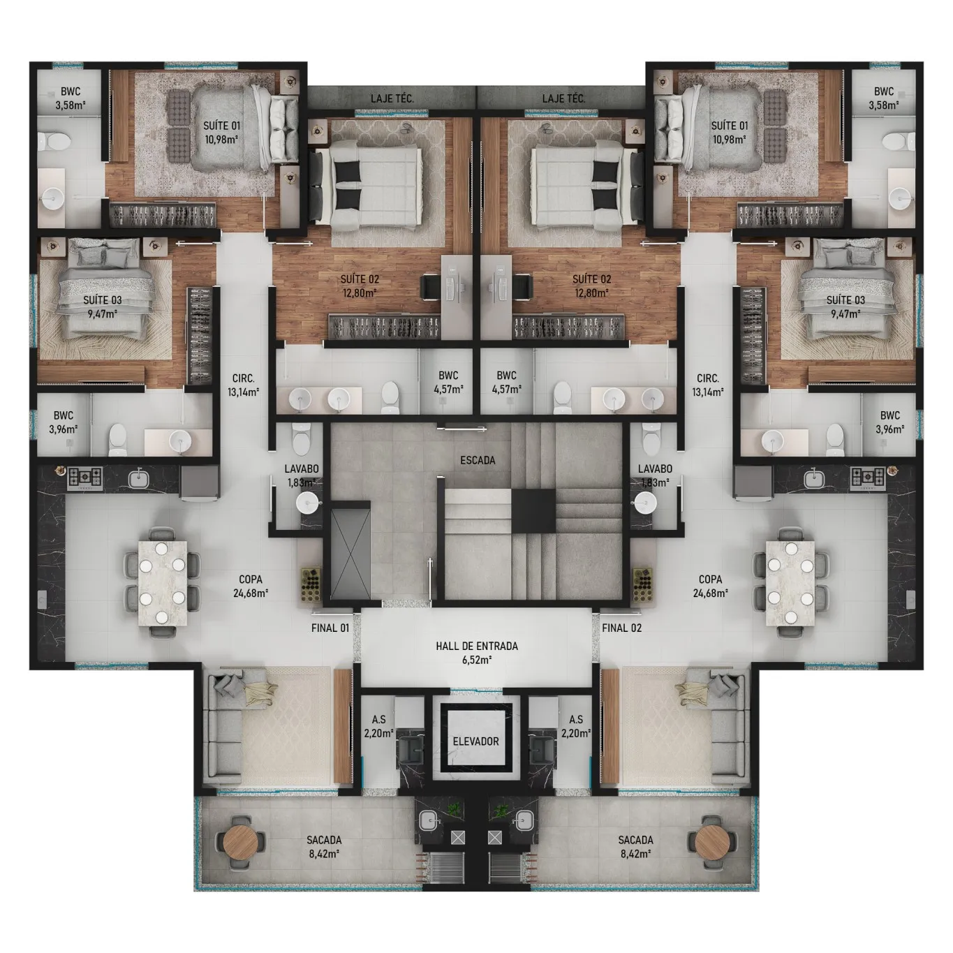 Lindo apartamento com 3 suítes e sacad com churrasqueira, a 350 metros do mar, no bairro Itacolomi em Balneário Piçarrras! — foto 6