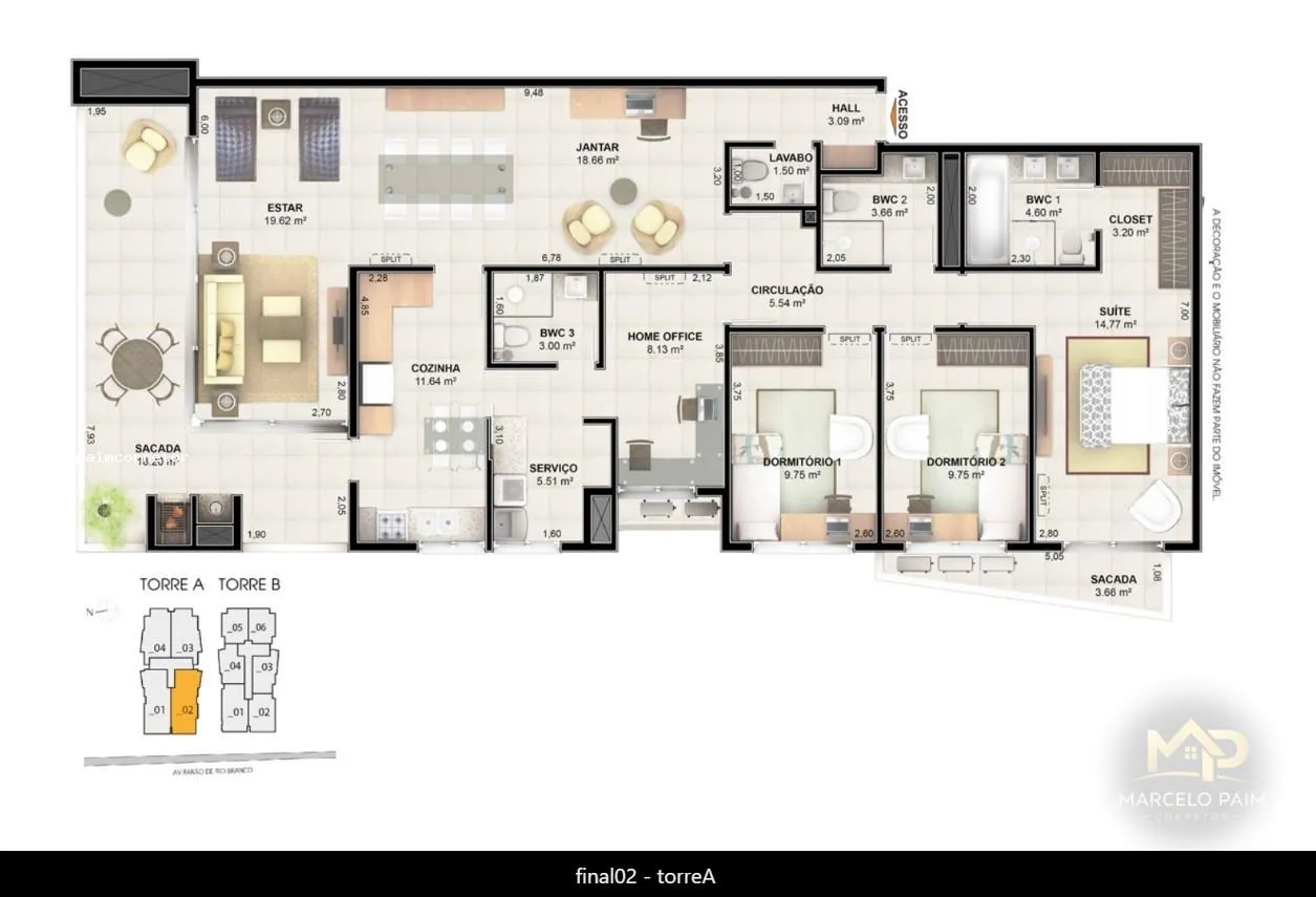 Apartamento para Venda em Palhoça, Centro, 2 dormitórios, 1 suíte, 2 banheiros, 1 vaga — foto 2