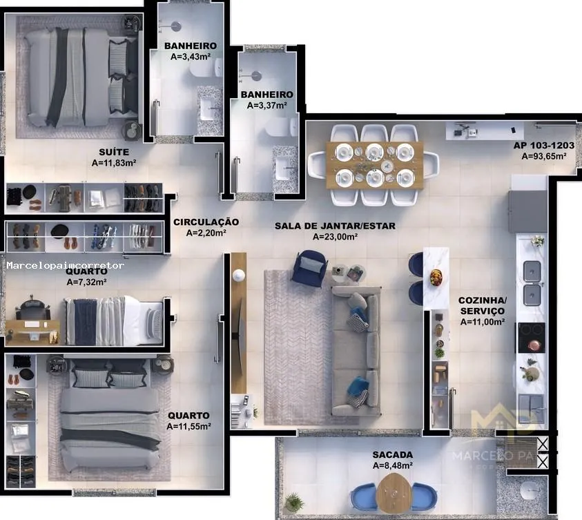 Apartamento para Venda em Palhoça, Pedra Branca, 3 dormitórios, 1 suíte, 2 banheiros, 1 vaga — foto 5