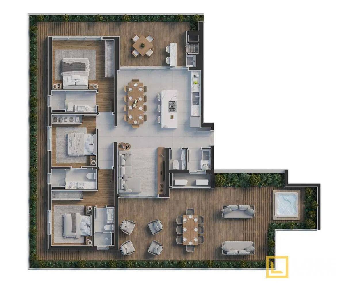 Apartamento Garden com 3 Suítes à venda, 228 m por R$ - Praia de Armação do Itapocorói - Penha/SC - foto 1