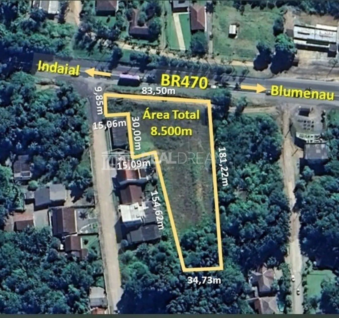 Terreno com 83,50m para BR 470 com estudo construtivo de 6.584m de galpão - foto 1