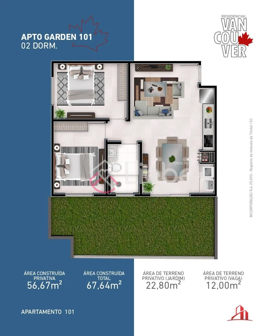 Lindos Apartamentos no Residencial Vancouver de 01 e 02 dormitórios localizado no Bairro Araponguinhas na cidade de Timbó. — foto 6