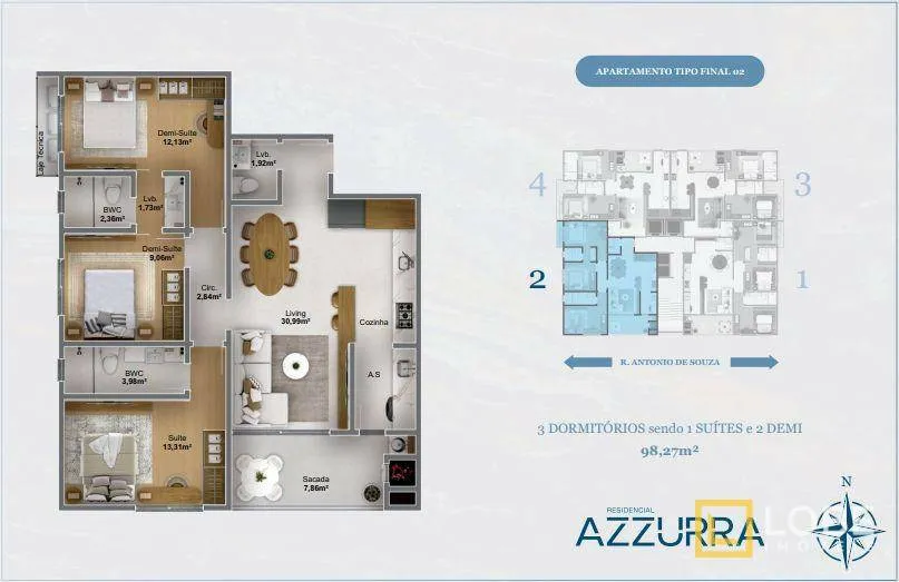 Apartamento com 3 dormitórios à venda, 98 m por R$ 975.943,28 - Centro - Navegantes/SC — foto 3