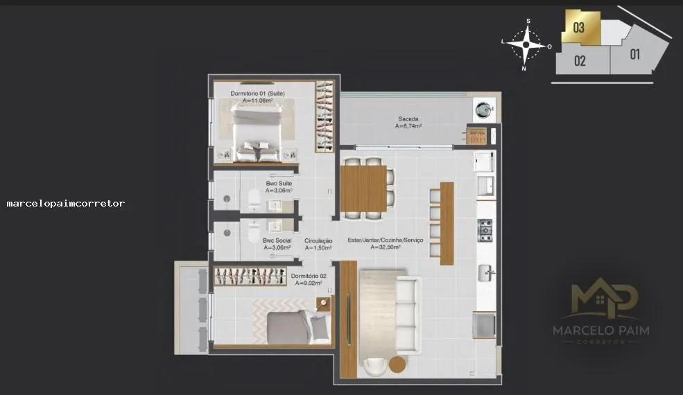 Apartamento para Venda em Palhoça, Passa Vinte, 2 dormitórios, 1 suíte, 2 banheiros, 1 vaga — foto 7