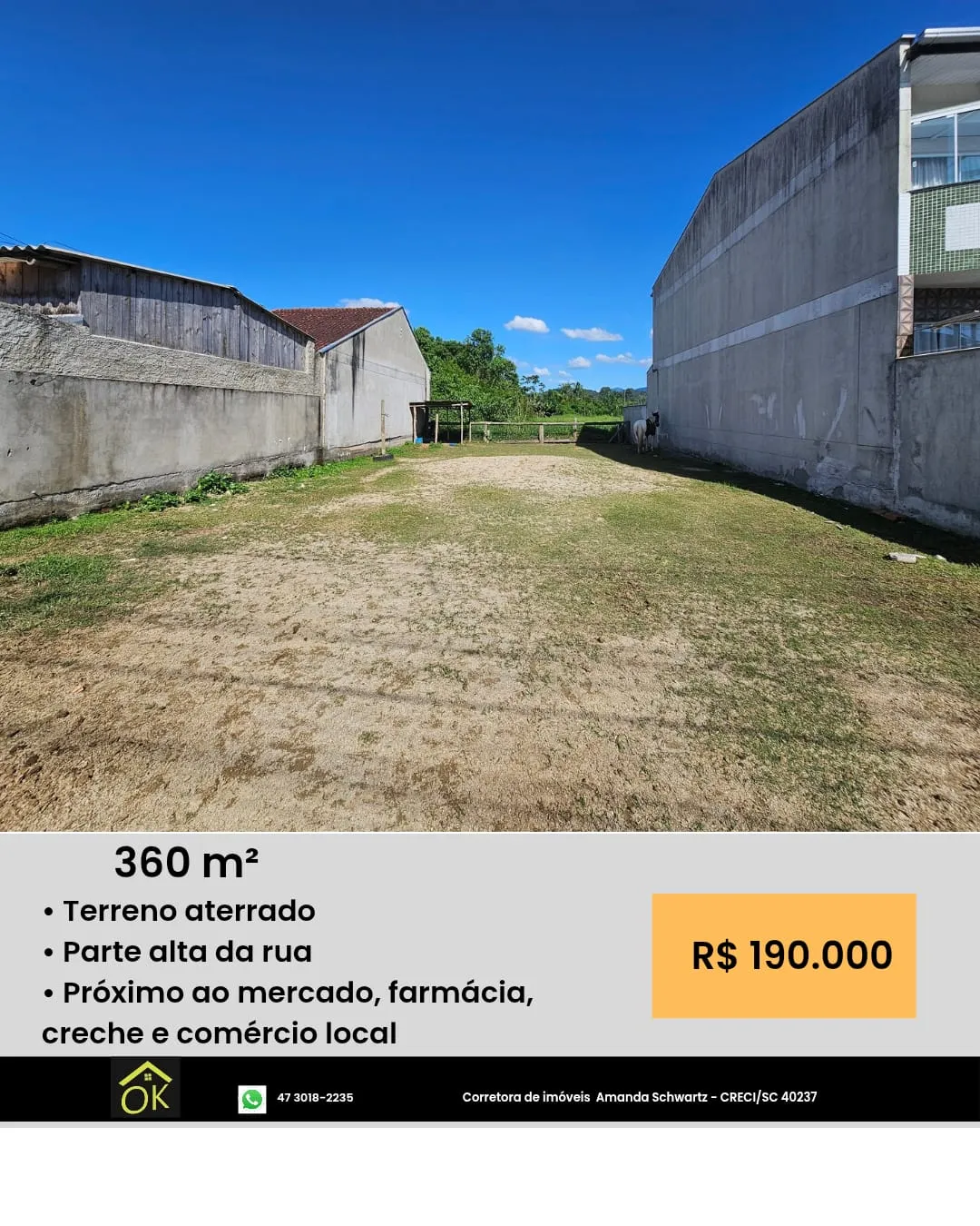 TERRENO NO BAIRRO FIGUEIRA EM GASPAR - ATERRADO NA PARTE ALTA DA RUA - foto 1