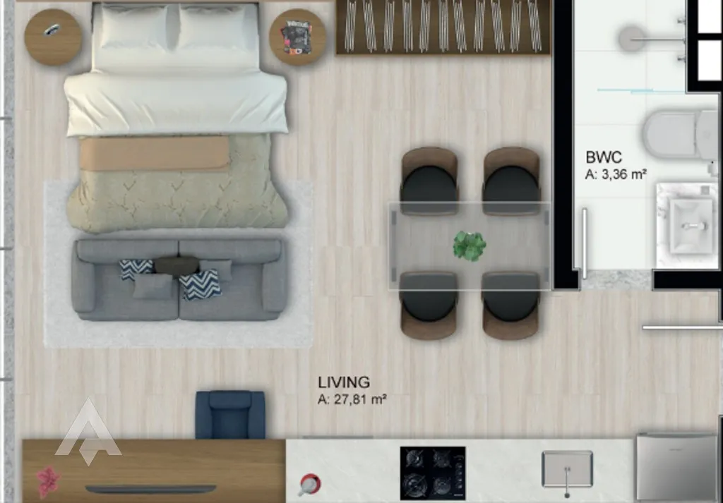 Loft à venda com 34,18m no bairro Vorstadt, em Blumenau - conforto e praticidade em um só lugar. — foto 2