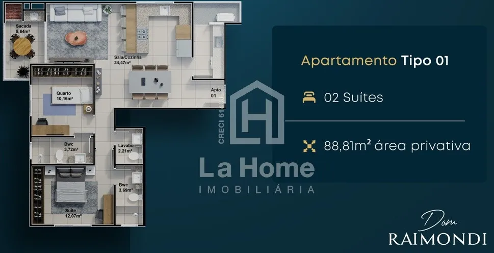 Apartamentos com 02 suítes à venda em Gravatá/Navegantes - Res Don Raimondi - Construtora Di Siena - Entrada + 72 Parcelas + 6 Reforços Anuais - Entrega prevista para Março/28 — foto 7