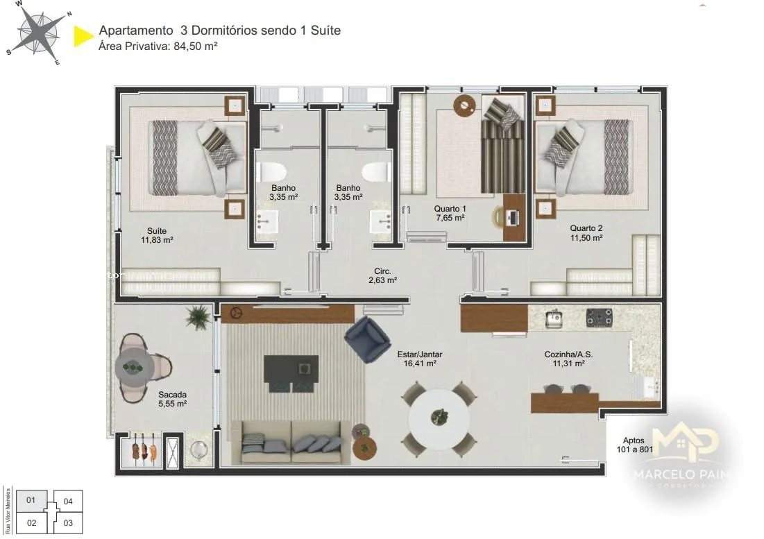 Apartamento para Venda em Palhoça, Jardim Eldorado, 2 dormitórios, 1 suíte, 2 banheiros, 1 vaga — foto 6