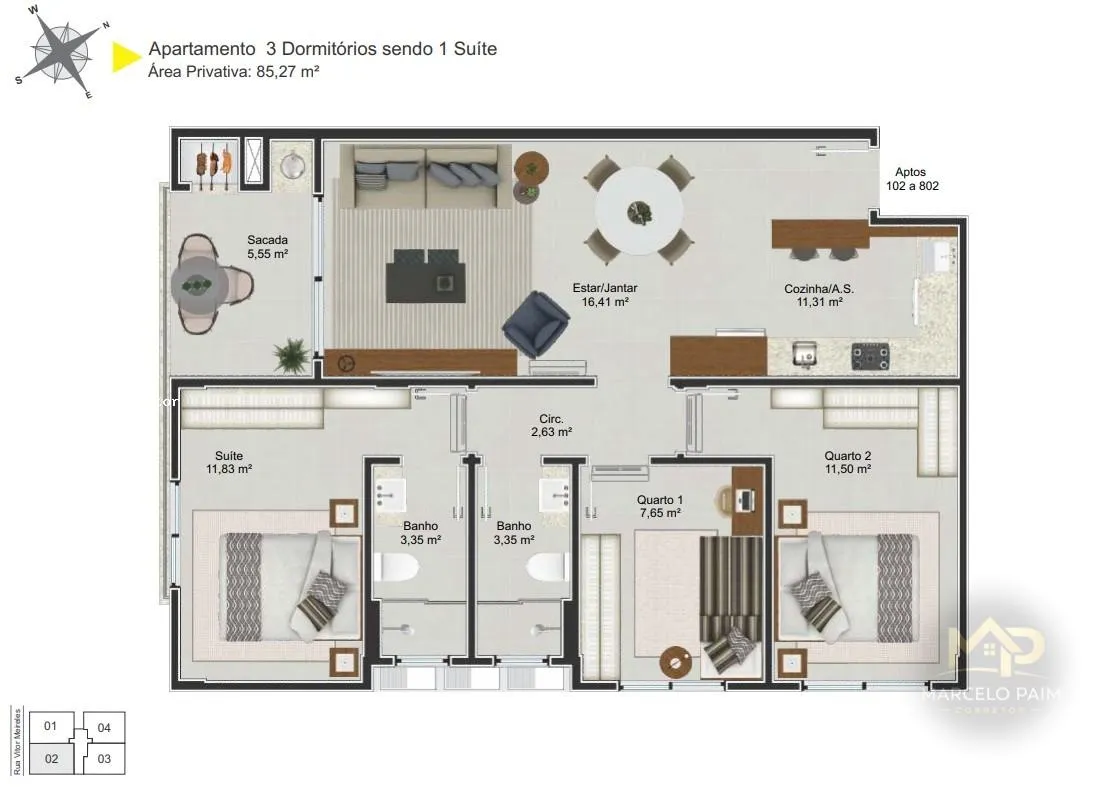 Apartamento para Venda em Palhoça, Jardim Eldorado, 2 dormitórios, 1 suíte, 2 banheiros, 1 vaga — foto 7