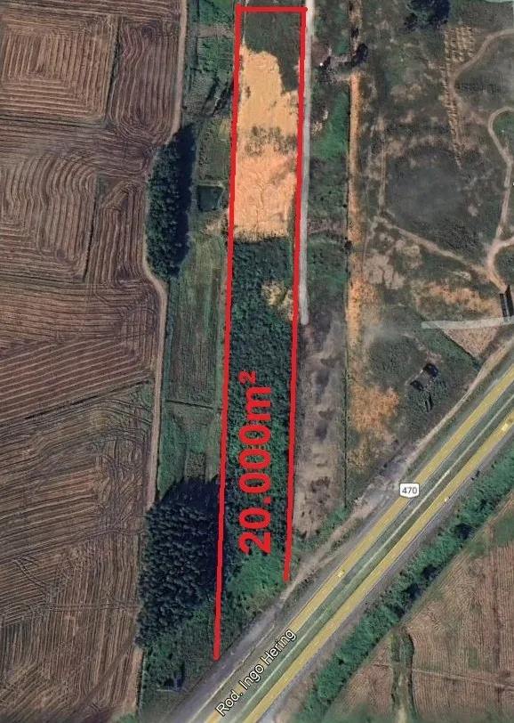 Terreno de 20.000m, fazendo frente em 74,30m com a BR 470 no Km 21 no Baú Baixo em Ilhota SC - foto 1