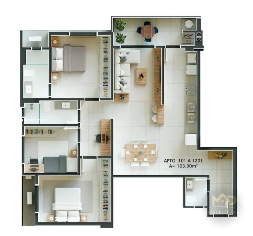 Apartamento para Venda em Palhoça, Pedra Branca, 3 dormitórios, 1 suíte, 2 banheiros, 2 vagas — foto 4