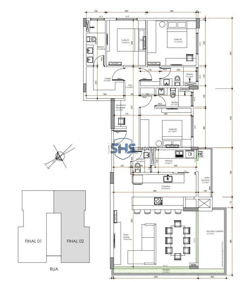 Apartamento com 3 dormitórios à venda, 137 m por R$ 1.350.000,00 - Vila Nova - Blumenau/SC — foto 5