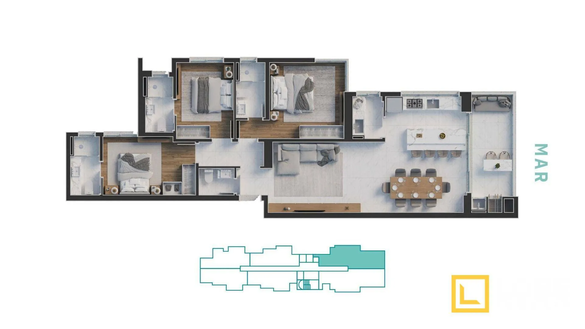 Apartamento com 3 Suítes à venda com 121m em Balneário Piçarras/SC — foto 3