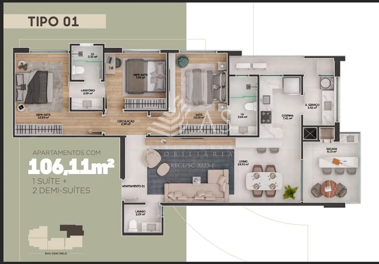Apartamento Residencial à venda, Fazenda, Itajaí - AP1401. - foto 1