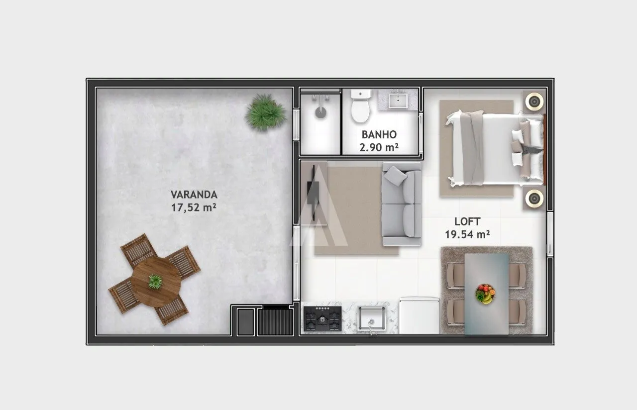 Apartamento studio à venda no bairro Saguaçu em Joinville-SC por R$345.620,00. — foto 3