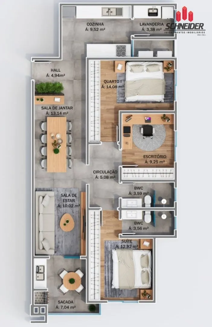 Apartamento com 3 dormitórios à venda no bairro Imigrantes em Timbó/SC — foto 3