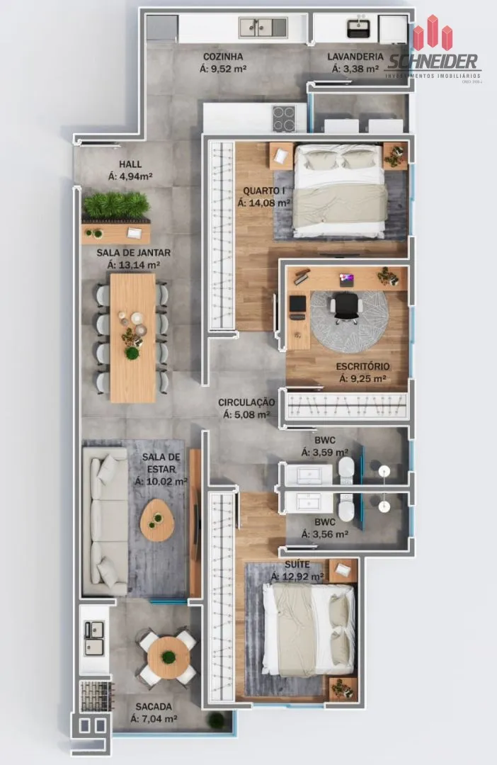 Apartamento com 3 dormitórios à venda no bairro Imigrantes em Timbó/SC — foto 3