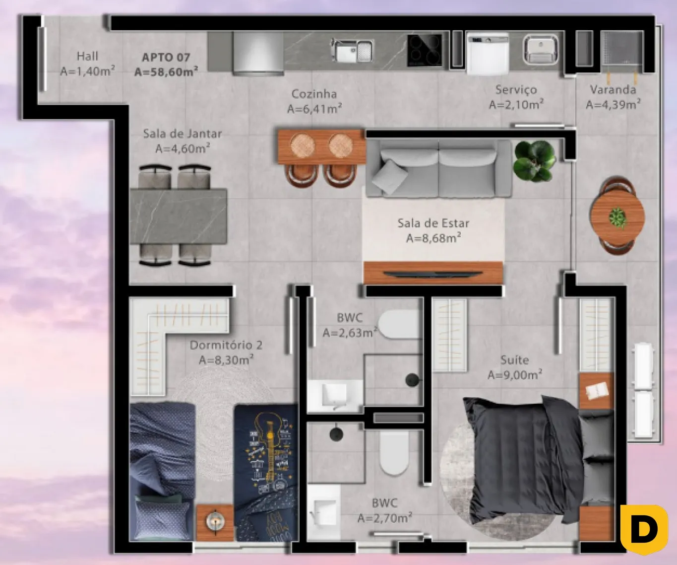 Apartamento na planta na Itoupava Norte - Suite +1 quarto - Planta tipo 02 e 07 — foto 5