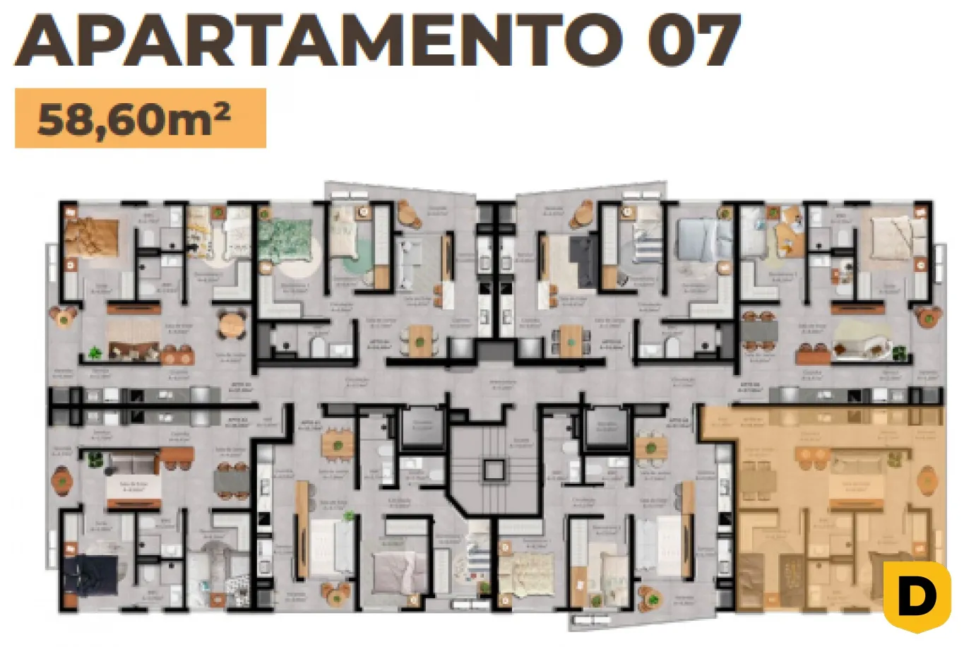 Apartamento na planta na Itoupava Norte - Suite +1 quarto - Planta tipo 02 e 07 — foto 6