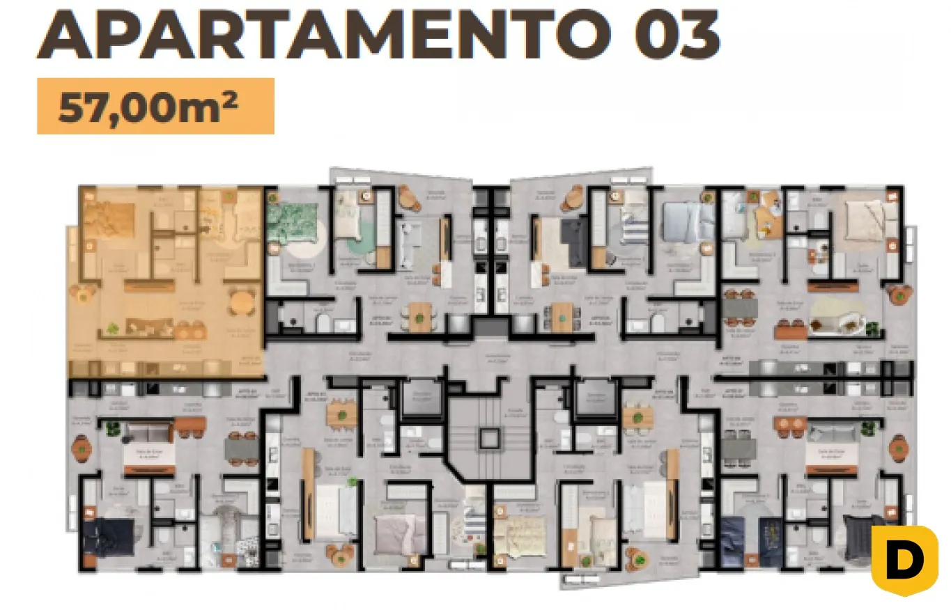 Apartamento na planta na Itoupava Norte - Suíte + 1 quarto - Planta tipo 03 e 06 — foto 3