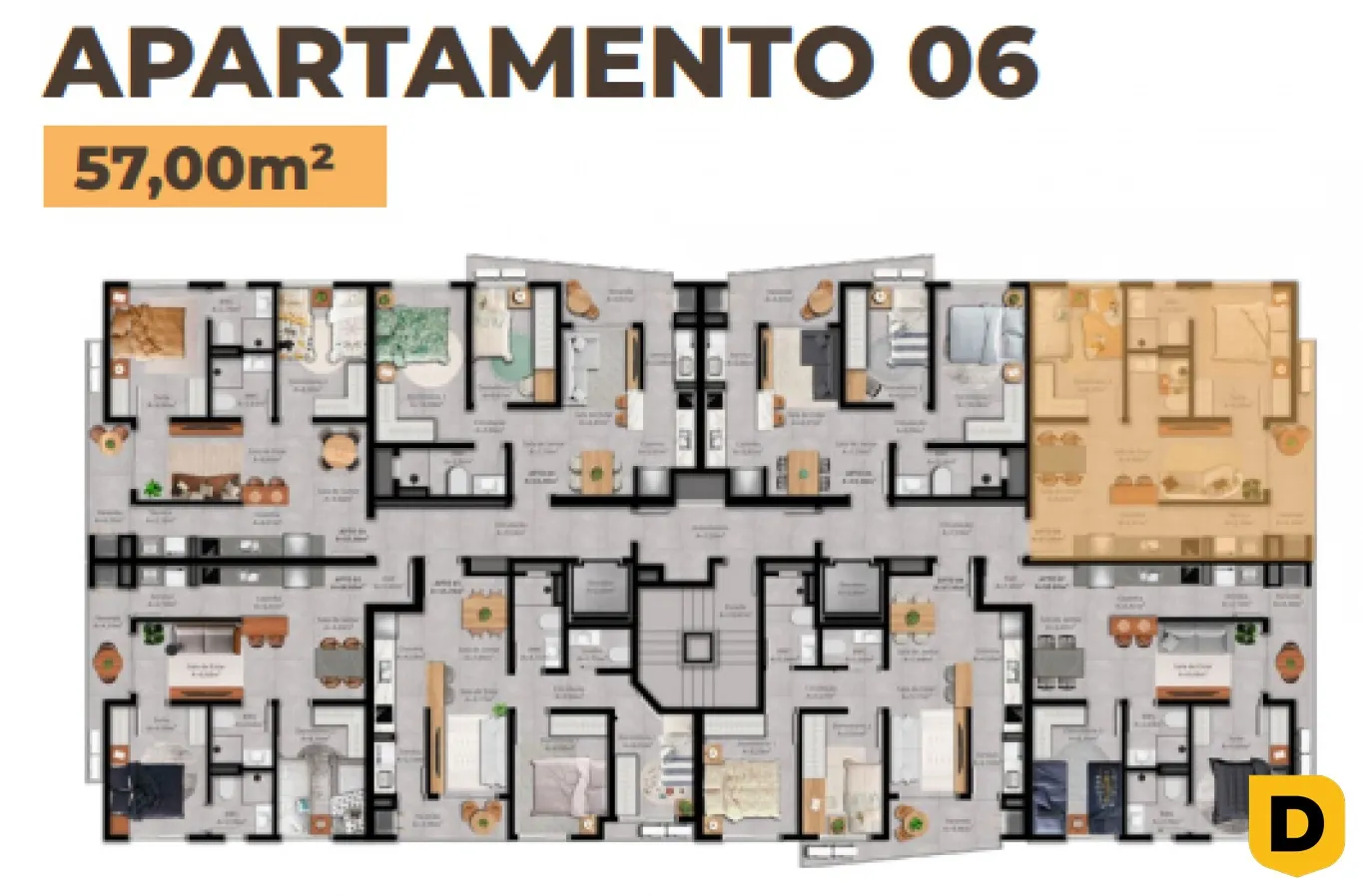 Apartamento na planta na Itoupava Norte - Suíte + 1 quarto - Planta tipo 03 e 06 — foto 5