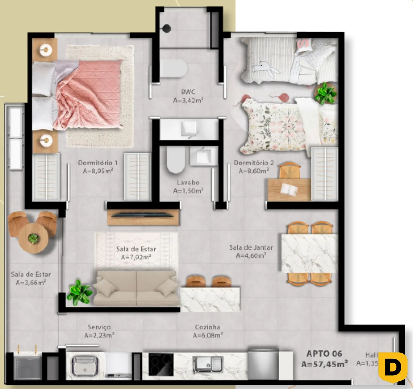 Apartamento na planta na Fortaleza - Demisuíte + lavabo - final 06 — foto 2