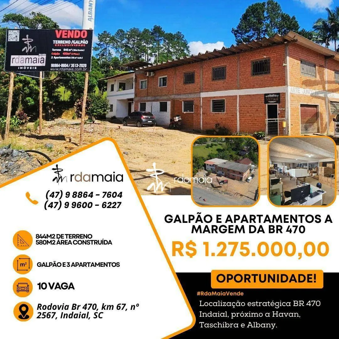 Galpão e bom terreno a margem da BR 470 - Vitrine pra Teu Negócio! - foto 1