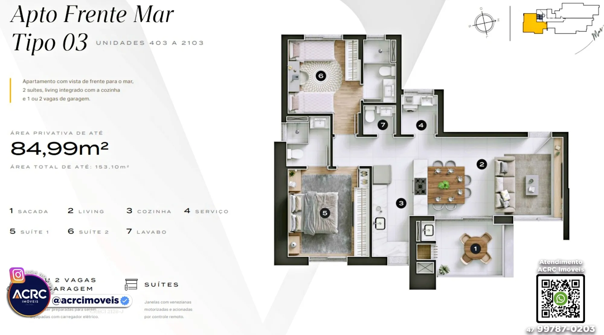 ACRC Imóveis - AP09973 - Apartamento beira mar a Venda em Penha — foto 4