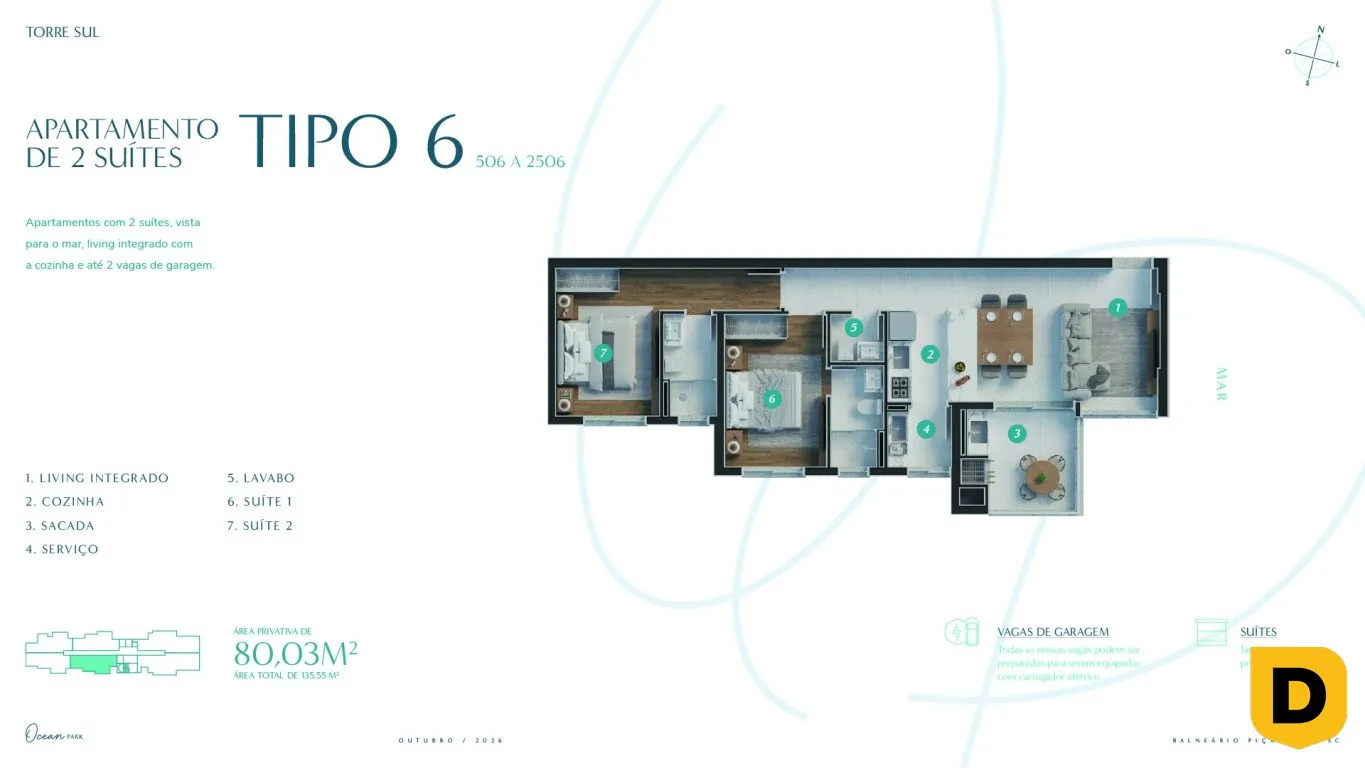 Apartamento Vista Mar no Ocean Park: 2 Suítes em Andar Alto no Melhor de Piçarras — foto 4