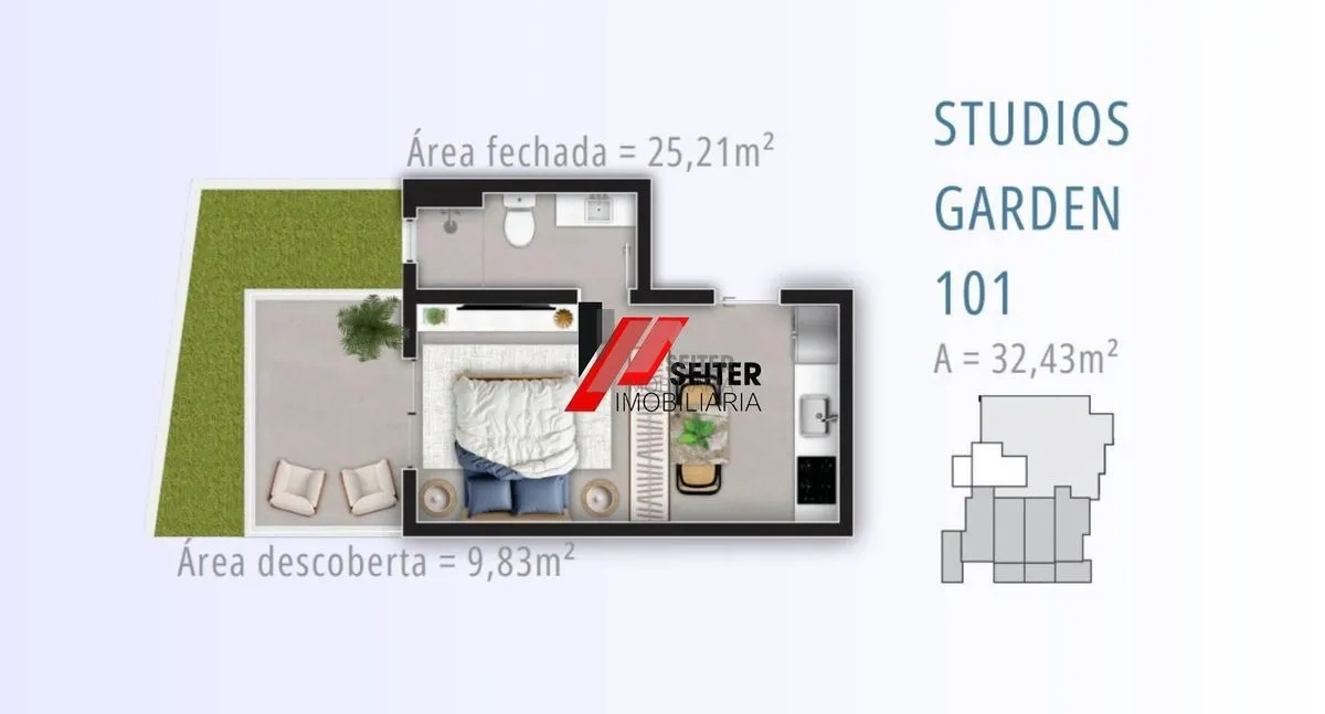 Studio Garden com Área Privativa 600m da UFSC | Smart 1 Trindade - foto 1