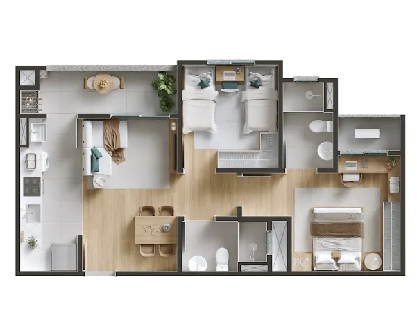 APARTAMENTO no COSTA E SILVA com 2 quartos para VENDA, 62 m — foto 3