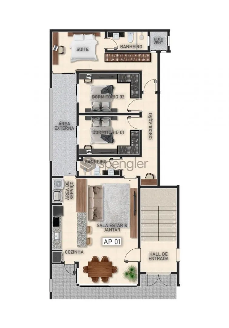 Apartamento térreo, no Loteamento Avenida das Torres, em Gaspar Ref.:AP0383 — foto 3
