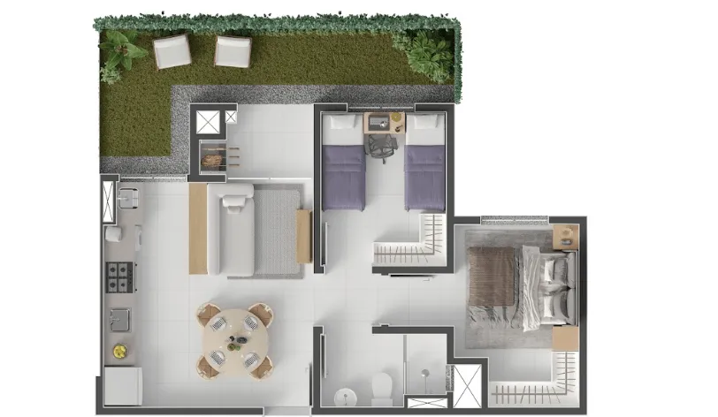 APARTAMENTO no CENTRO (PIRABEIRABA) com 2 quartos para VENDA, 48 m — foto 2