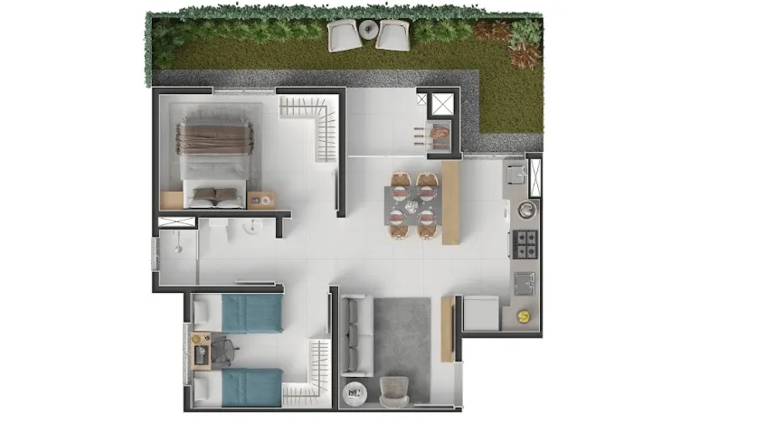 APARTAMENTO no CENTRO (PIRABEIRABA) com 2 quartos para VENDA, 48 m — foto 3