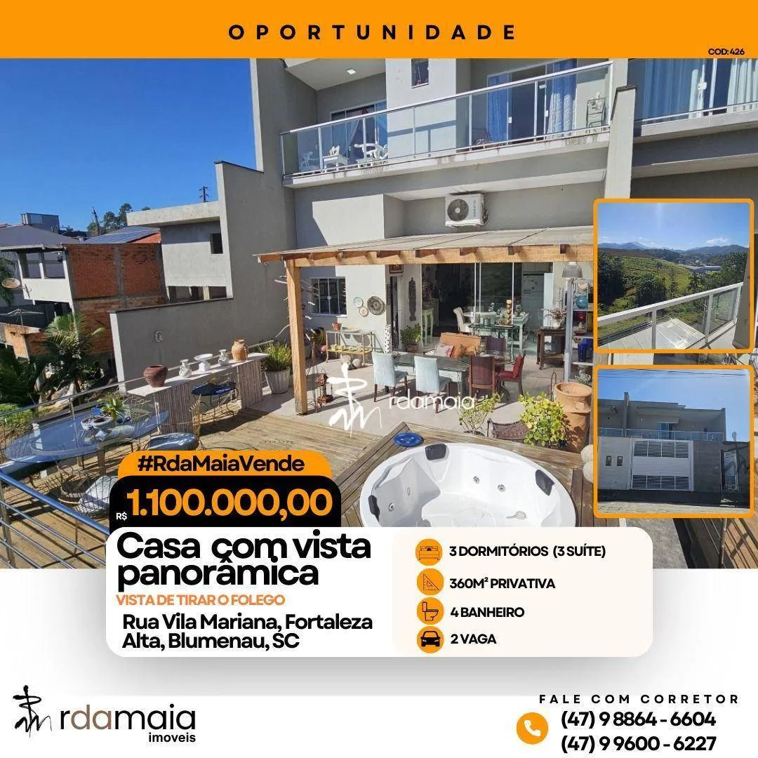 VISTA PANORÂMICA A VENDA - FORTALEZA ALTA - BLUMENAU #rdamaiavende Casa dos sonhos! - foto 1