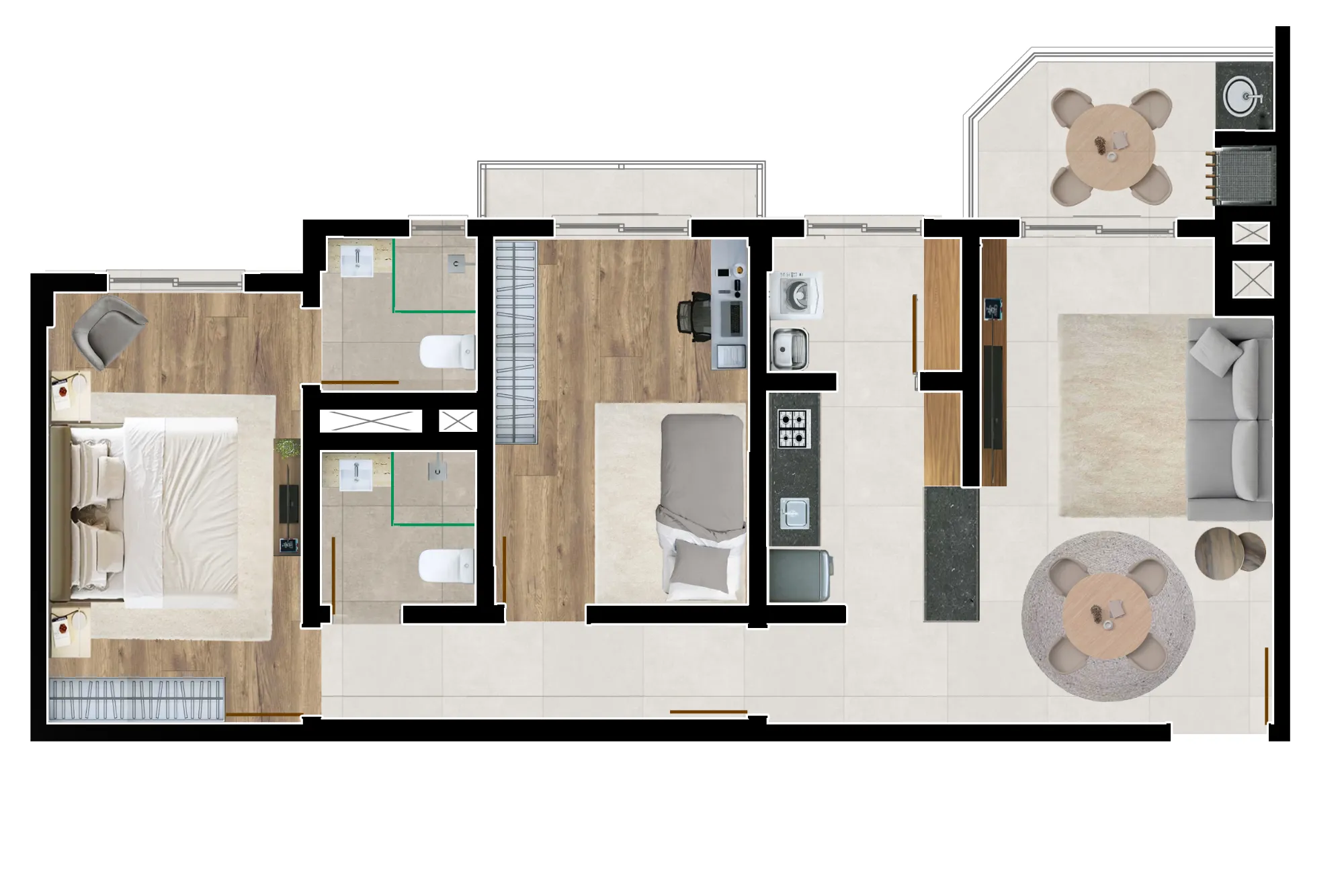 Apartamento à venda com 2 quartos e 1 suíte, 2 vagas, 68m² na Rua José do Patrocínio no Capoeiras, Florianópolis — foto 2
